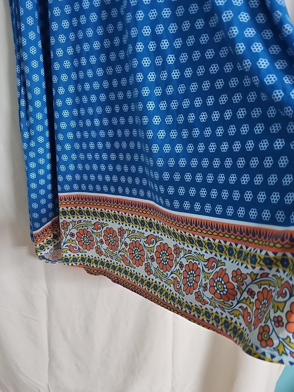 Lularoe Blue Printed Maxi Dress with Border Detail - Picture 2 of 7